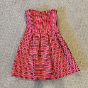 Dina Be Pink/multicolor Strapless Mini Dress